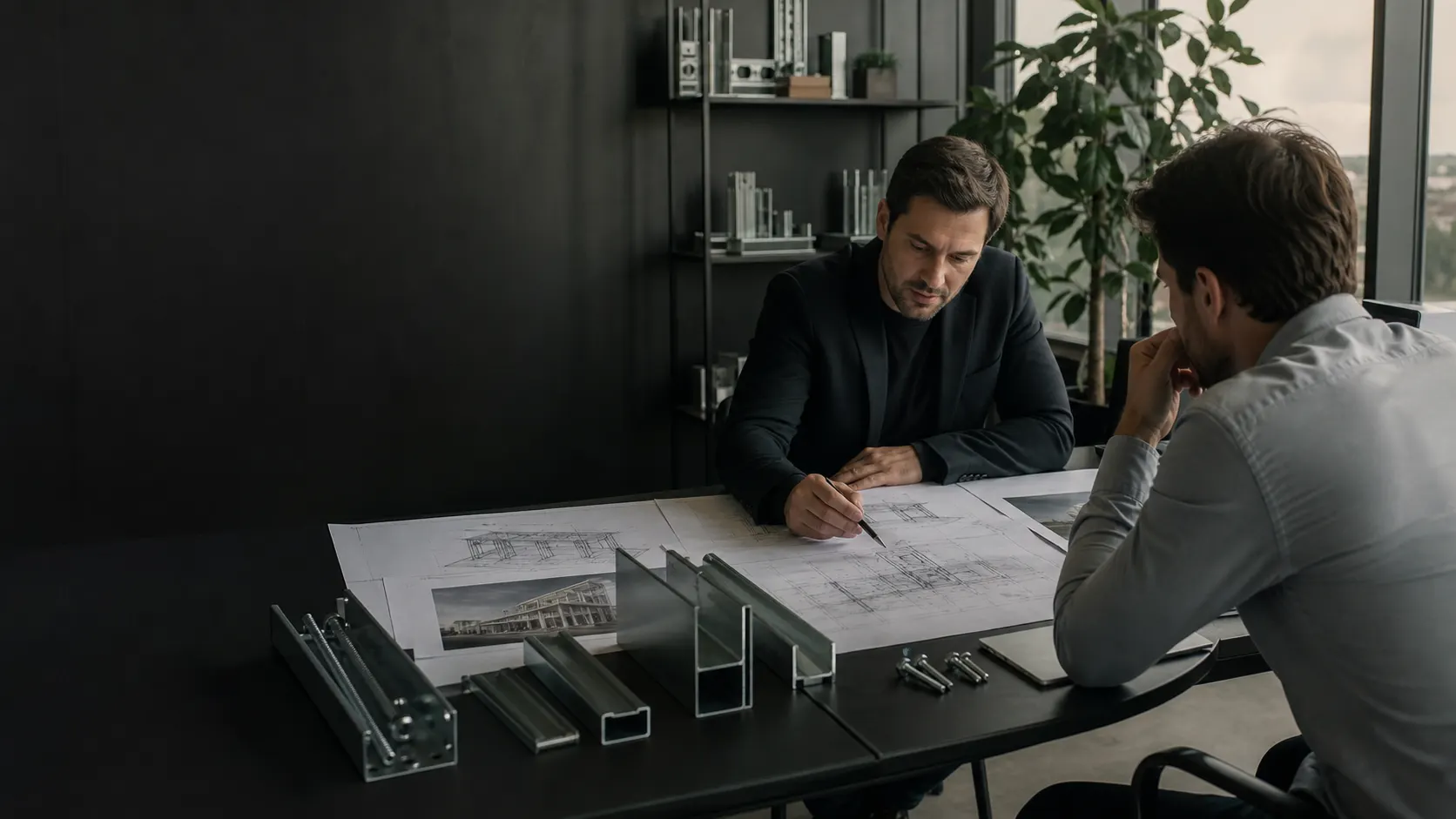 Reunião técnica para planejamento de obra em Light Steel Frame